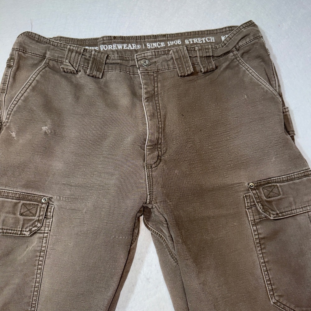 Smith's Workwear Cargo Pants Mens 34x30 Brown Good Fleece Lined Stretch Utility